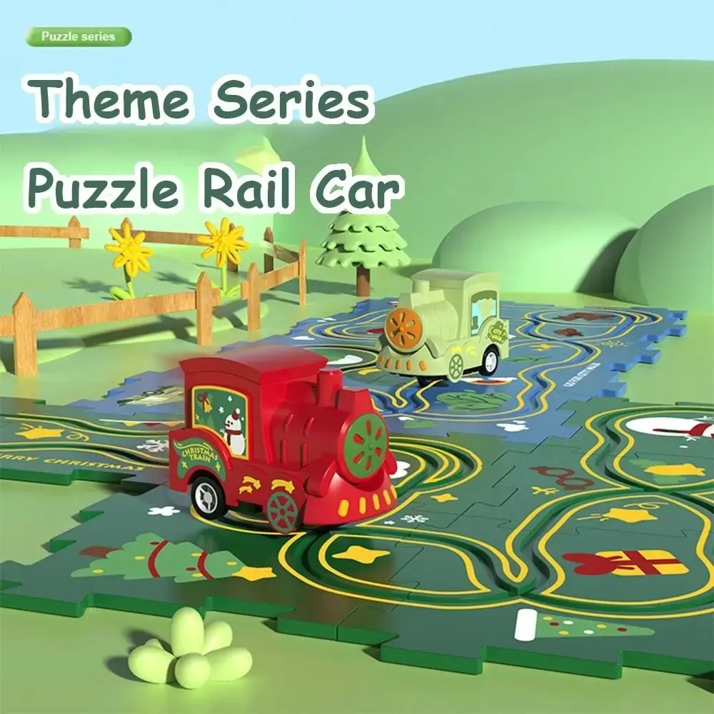 DIY Montage Weihnachts zug Spielzeug Schiene Gleis Fahrzeug Straßenbauer logische Puzzle Spur Auto Spiel Set für Kinder Track Building Spiel