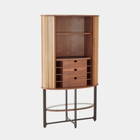 Buffet moderne en bois de noyer avec portes coulissantes, armoire de rangement haute avec trois tiroirs pour entrée, salon, chambre, hôtel