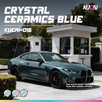 Film de protection de carrosserie automobile en vinyle monochrome PET haute élasticité 1,52*17m CrystalCeramicsBlue, PVC, faible viscosité, importé