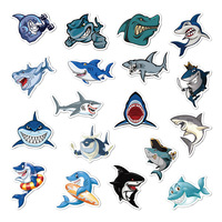 50 pièces de boîte de voyage de bande dessinée de la vie marine, planche à roulettes pour enfants, réfrigérateur, autocollants anti-graffiti requin