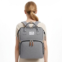 Sac à dos de maternité portable et pliable 2026, grande capacité, multifonctionnel, avec bretelles courbées, respirant, en nylon, fermeture éclair, pour femme