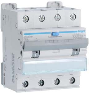 AFX470H Personalizzabile con Hagers RCBO 10000A 4P curva C 20A tipo A 300mA 4M - Product Image 1
