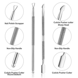 Pousse-cuticules double tête personnalisable en acier inoxydable de haute qualité, best-seller, prix de gros - Product Image 6