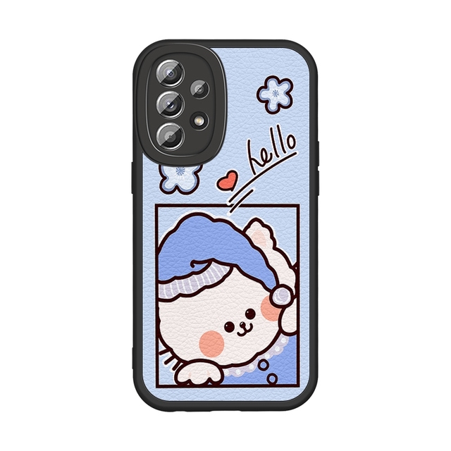 Fashion Designer Cute Cat Cartoon Silicone PU Leather Phone Case Back Cover for Samsung Galaxy A04s A13 A12 A22 A32 A33 A53