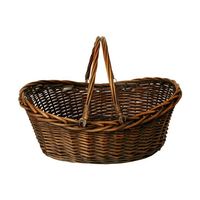 Panier à linge avec support, panier étroit en rotin tressé brun avec couvercle, paniers à fruits ronds en rotin, clair et foncé, 2 x 4 pieds