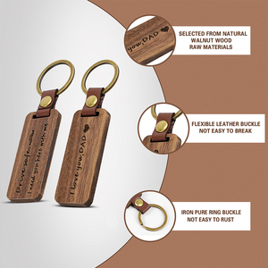 LLavero de madera con forma rectangular para el Día <span class=keywords><strong>del</strong></span> Padre, llavero de Metal para regalo - Product Image 4