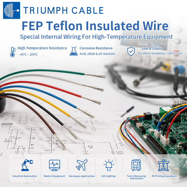 AF200(F46) Cable Eléctrico 600v Cables Y Alambres 200℃ 0.12-10 MM² Tin Coated Annealed Wire Fios Elétricos FEP Teflon Wire Cable