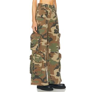 Pantalones de Camuflaje para Mujer, Corte Holgado, con Bolsillos Cargo, de Sarga, Alta Calidad, OEM, Venta al Por Mayor Directo de Fábrica - Product Image 3