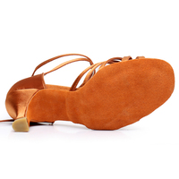 Haute qualité dames à talons hauts chaussures de danse latine doux confortable cuir de vachette en cuir véritable semelle intérieure en Satin-fille à la mode