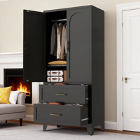 Armoire compacte en métal avec tiroirs, placard autoportant en acier pour petites chambres et appartements