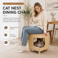 Tabouret pour chat en bois personnalisable, lit carré pour animaux de compagnie et table d'appoint 35x35x44cm, meuble double usage écologique
