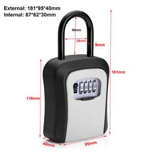 CJSJ Wall Mounted Keybox 4 Digit Combination Lock With Hooks For Home <b>Storage</b> - Product Image 3