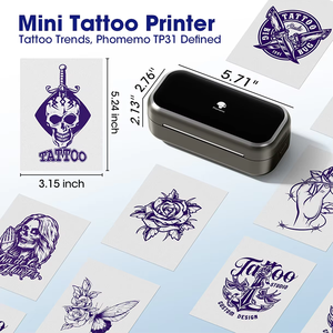 กระดาษสติกเกอร์ลายสักขนาดเล็ก 100 แผ่น 3.15 x 5.24 นิ้ว กระดาษถ่ายโอนความร้อนสำหรับเครื่องพิมพ์ลายสักขนาดเล็ก - Product Image 3