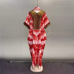 Wholesale New Middle Eastern Muslim Robe Short Sleeved Sequined Round Neck Elegant Dress - Product Image 5