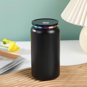 Vaso de acero inoxidable de doble pared de 16oz, botella insultada al vacío con recubrimiento de polvo de arcoíris con tapa, vaso negro, tarro - Product Image 6