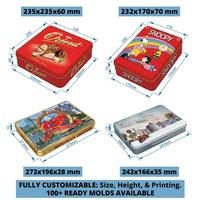Boîte en fer blanc rectangulaire personnalisée avec logo, qualité alimentaire, pour chocolat, biscuits, bonbons, cadeaux – Vente en gros directe usine