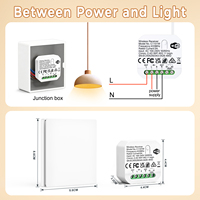 Récepteur sans fil WiFi RF433 10A étanche pour contrôle intelligent de l'éclairage, sans batterie, sans câblage, interrupteur de télécommande intelligent