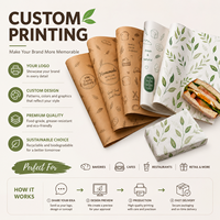 Bolsa de Papel Antigrasa para Alimentos, para Aperitivos Fritos, Alitas de Pollo, Papas Fritas, Resistente al Aceite/Grasa, Reciclable, Impresión Personalizada