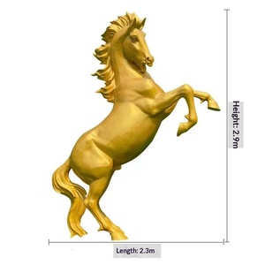 Escultura de Caballo Hecha a Mano con Fibra de Vidrio, Pegaso Dorado Realista, Caballo Galopante Blanco Grande, Decoración Animal para Exteriores - Product Image 5