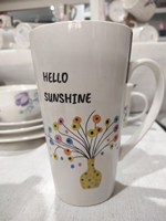 Seramik Kemik Çini Baskılı Kupalar Uzun 500ml Okula Dönüş Çay Kahve Süt Su Bardağı Mutlu Olun
