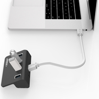 FIDECO USB 3,0 Concentrador de 4 puertos de alta velocidad 5Gbps Transferencia DE DATOS Elegante construcción de aluminio Plug & Play para Windows/Mac/Linux