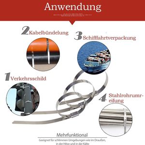 สายรัดเคเบิลสแตนเลส 304 ขนาด 4.6x300 มม. แบบล็อคตัวเอง สำหรับมัดสายไฟฟ้า ทนความร้อน ใช้ภายนอกอาคาร - Product Image 3