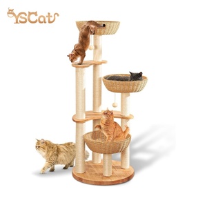 Large Premium Wooden <strong>Cat</strong> Tower and Scratching Frame Luxury <strong>Cat</strong> Climbing Toy for Feline Friends for Christmas and Halloween - Product Image 1