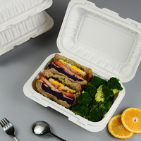 Contenants alimentaires jetables écologiques en plastique PP carrés, empilables, type clamshell, pour micro-ondes, 9x6 pouces, boîte à lunch