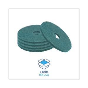 Pads de nettoyage robustes Boardwalk BWK4016GRE, diamètre 16 pouces, vert (5/carton) - Product Image 1
