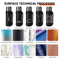 Teteras de viaje, botella de agua de acero inoxidable con aislamiento de doble pared con asa plegable y tapa de vaso, sin BPA, a prueba de fugas