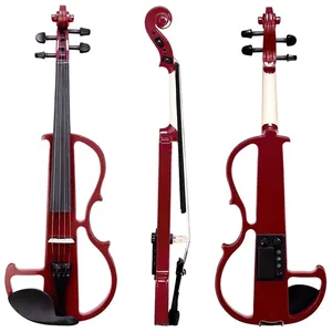 Violín <span class=keywords><strong>El</strong></span>éctrico Silencioso 4/4 <span class=keywords><strong>de</strong></span> Madera Sólida con Preamplificador Activo, Controles <span class=keywords><strong>de</strong></span> Volumen y Tono, Arco y Estuche Protector - Product Image 4