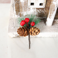Ramas de Pino Navideñas Artificiales con Conos (Bayas Rojas, 2 Estilos: Normales/Con Efecto de Nieve) para Coronas y Árboles - Decoración Navideña Creativa DIY