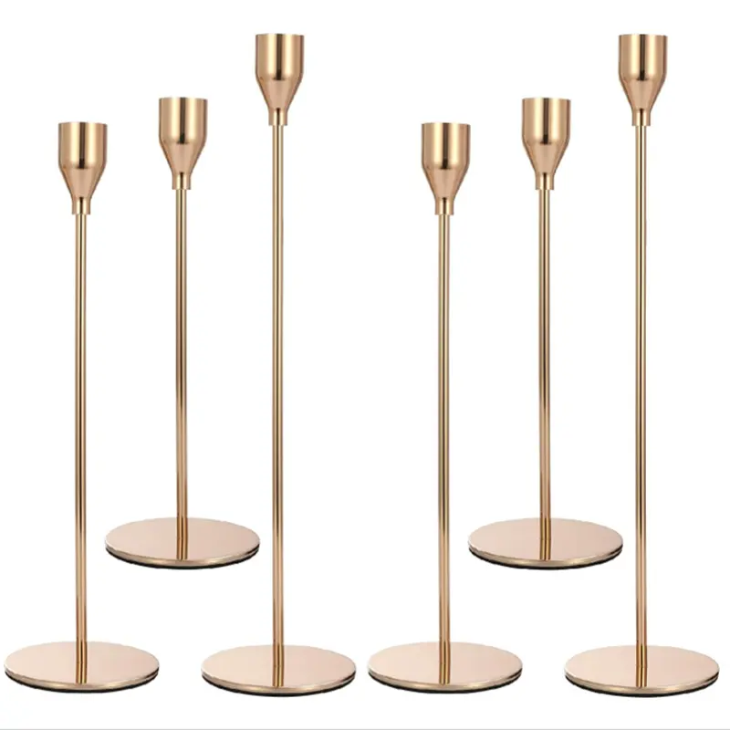 Bougeoirs de fabrication Dibei 1000 ensembles de bougeoirs modernes en métal doré de 3 USD pour bougies coniques