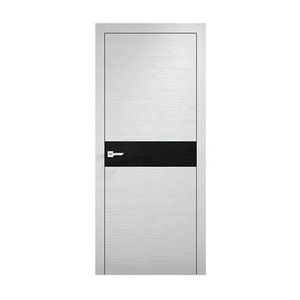 Porte d'entrée intérieure moderne en bois Conception graphique moulée en mélamine noire affleurante Panneau de toilette en peau graphique à balançoire plaqué <span class=keywords><strong>platine</strong></span> - Product Image 2