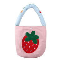 Sac fourre-tout en toile brodé fraise vintage mignon, mini sac seau décontracté ouvert pour enfants et femmes, sac à bandoulière croisé