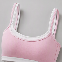 Ensemble de yoga 2 pièces pour femme avec sangle double et bordure contrastante, soutien-gorge de sport et short cycliste taille haute, logo personnalisé, faible MOQ, vente en gros fitness