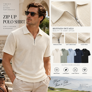 <b>Zip</b> <b>Up</b> <b>Polo</b> <b>Shirt</b> Men Quarter <b>Zip</b> Knit <b>Polo</b> <b>Shirt</b> Old Money Style Premium Textured Casual Resort Summer Designer Apparel - Product Image 2
