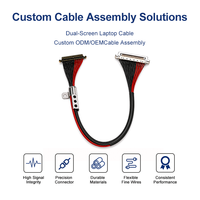 Câble coaxial micro LVDS 30 broches, pas de 0,5 mm, 40 AWG, conducteurs en cuivre plaqué argent, longueur personnalisable pour double écran