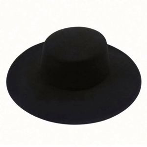 2023 New Flat Top Woolen Felt <b>Hat</b> Bowler <b>Hat</b> Jazz French Wide Brim Fedora <b>Hats</b> Women Wholesale - Product Image 4