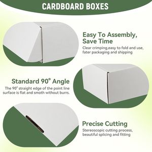 再生材料 10x8x3 英寸运输箱 白色牛皮纸瓦楞纸板邮寄箱 用于邮寄文献 邮政局大号 - Product Image 6