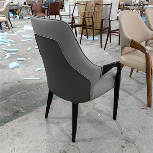 Silla de Comedor de Diseño de Lujo en Cuero, Reclinable, Simple y Concisa, de Madera Sólida, Silla de Ocio de Madera - Product Image 6