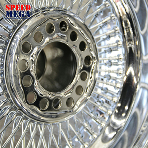 Direct Bolt Chrome Wire <b>Wheel</b> Set with Whitewall Tires 15x7 Inch 80 <b>Spokes</b> for Buick Classic RWD 5 Lug Cars - Product Image 2