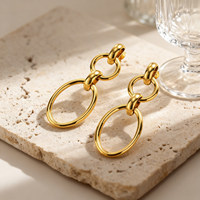 Boucles d'oreilles multi-cerceaux simples en acier inoxydable plaqué or 14 carats pour femme, au design texturé de style espagnol, tendance et au charme unique.