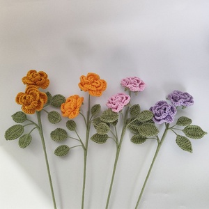 <b>Artificial</b> <b>Flower</b> Woolen Rose Crochet <b>Flower</b> Handmade Knitted Rose <b>Flowers</b> for Valentine's Day Gift - Product Image 2
