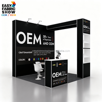 Stand d'exposition portable 10x10 pieds en aluminium, type pop-up, droit, avec étagères internes, tissu polyester, couleur personnalisée