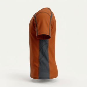 Maillot de lacrosse unisexe orange à motif géométrique, respirant, en maille, col en V, manches courtes, imprimé par transfert thermique, 100 % polyester, pour le sport - Product Image 3