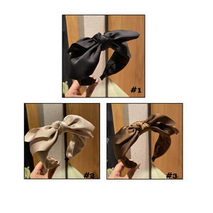 ربطة رأس ساتان كورية عتيقة ، ربطة رأس ساتان بلون واحد ، قماش عريض بفيونكة ، ربطة رأس مكياج لغسيل النساء - Product Image 5