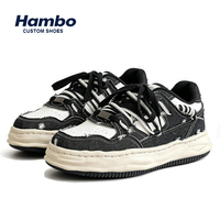 Nouvelle Arrivée Baskets en jean déchiré pour hommes, patchwork noir et blanc, lacets effilochés, chaussures de skate à semelle épaisse, style décontracté