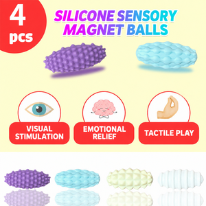 Magnetic Textured Silicone Sensory Balls Soft Squeeze <b>Stress</b> Relief Fidget <b>Toys</b> in Pink and Purple for Tactile Play - Product Image 5