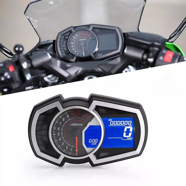 Universal1,2,4 Cylinder LCD Motorcycle Racing Street Speedometer Odometer RPM Speed Fuel Gauge